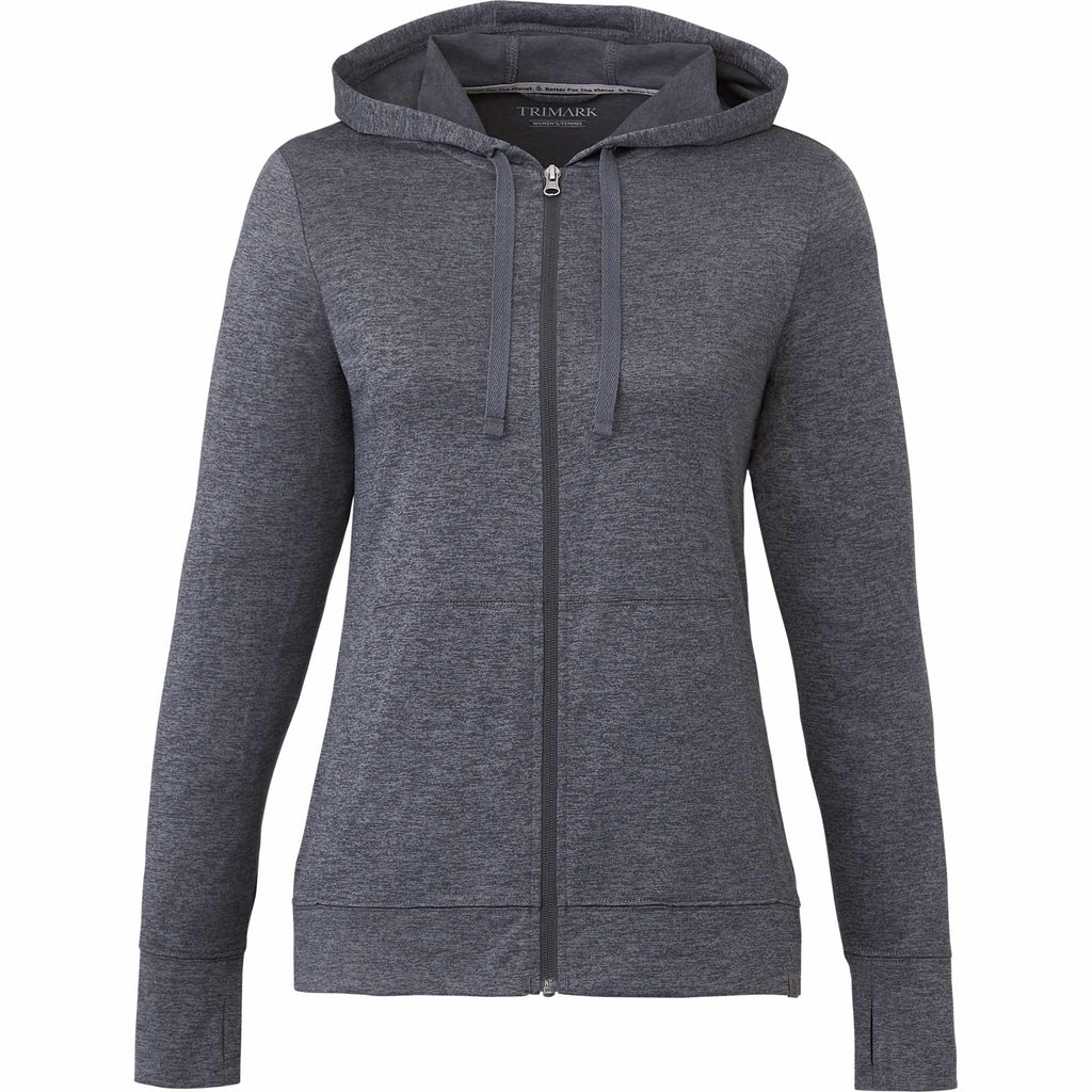 Lavar Eco Knit Full Zip Hoodie for Women Transfer - Heather Dark Charcoal - Front