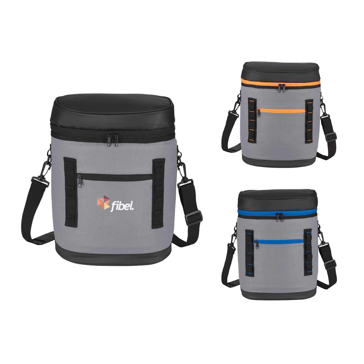 Leakproof Backpack Cooler for 20 Cans Embroidery - Black - Front Group