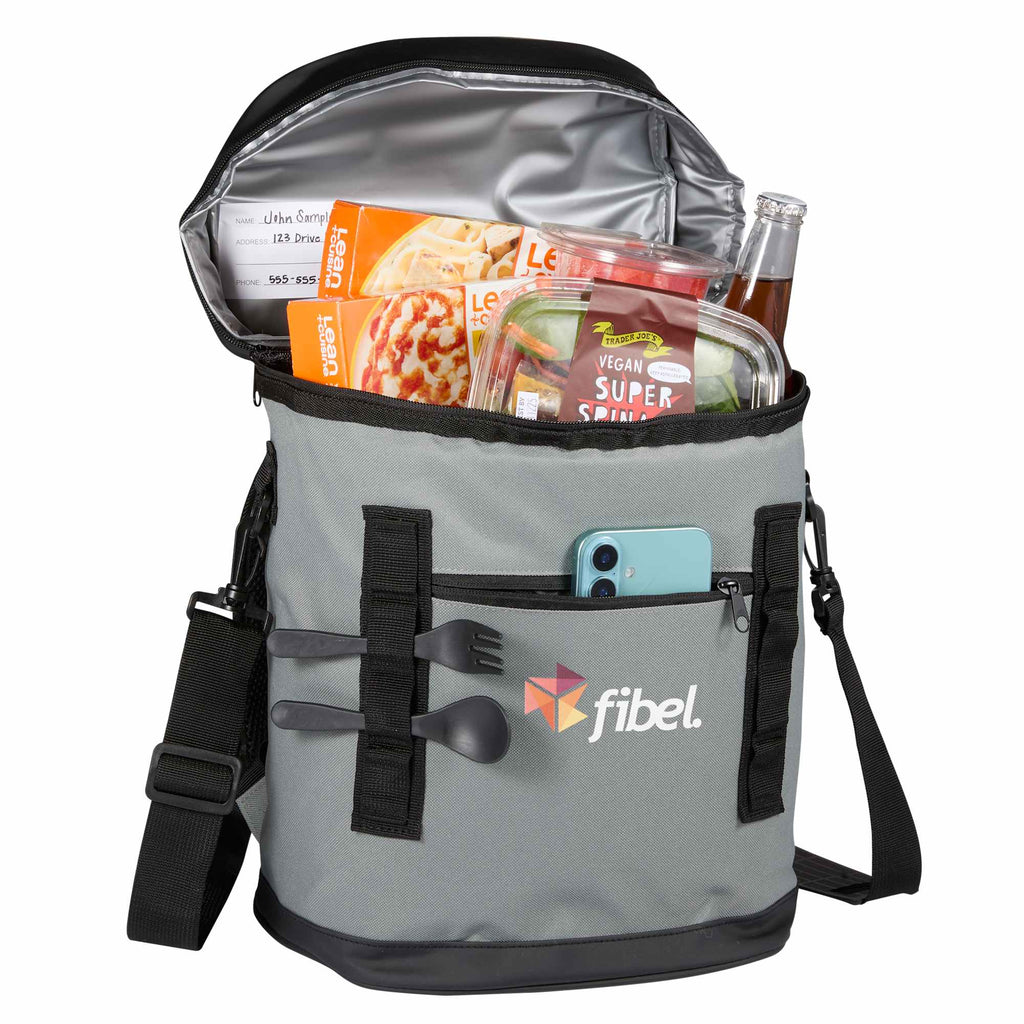 Leakproof Backpack Cooler for 20 Cans Embroidery - Black - Photo