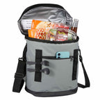 Leakproof Backpack Cooler for 20 Cans Embroidery - Black - Propped