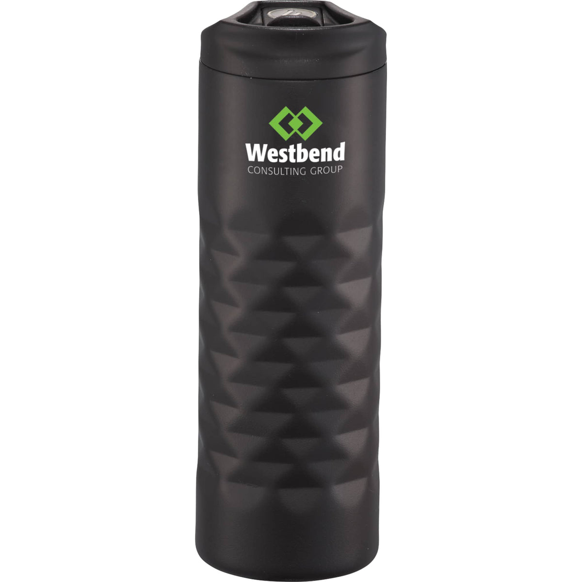 Leakproof Copper Vacuum Tumbler with Slide Lid, 16 oz - Black - Front 2