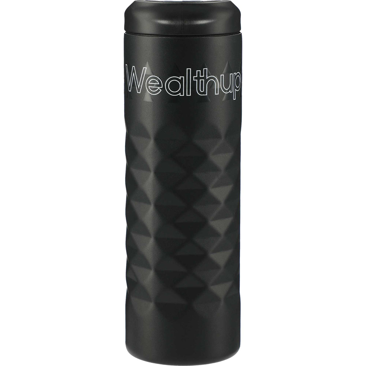 Leakproof Copper Vacuum Tumbler with Slide Lid, 16 oz - Black - Front 3