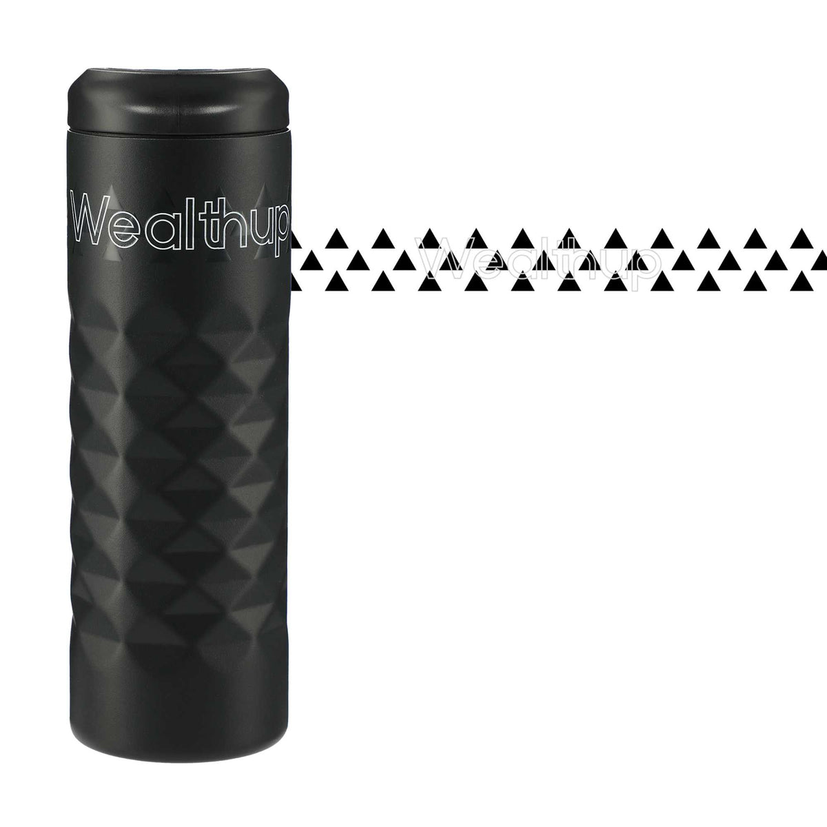 Leakproof Copper Vacuum Tumbler with Slide Lid, 16 oz - Black - Front