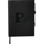 Leather-Look Refillable Journal, 6 x 8.5 Inches Debossing - Black - Front