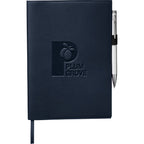 Leather-Look Refillable Journal, 6 x 8.5 Inches Debossing - Navy - Front