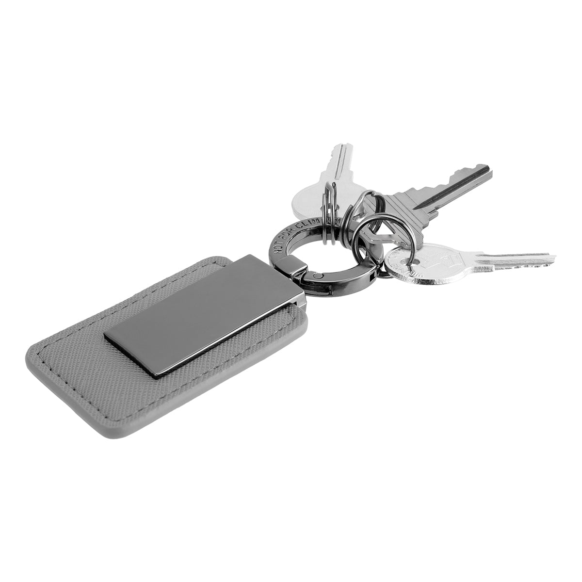 Leatherette Key Tag with Carabiner Clip - Gray - Keys