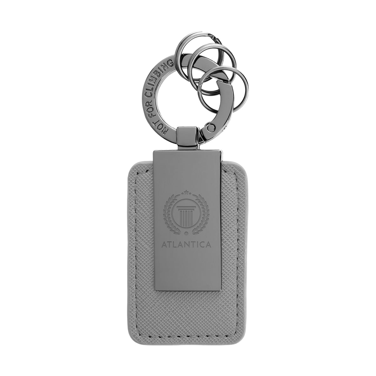 Leatherette Key Tag with Carabiner Clip - Gray - Laser