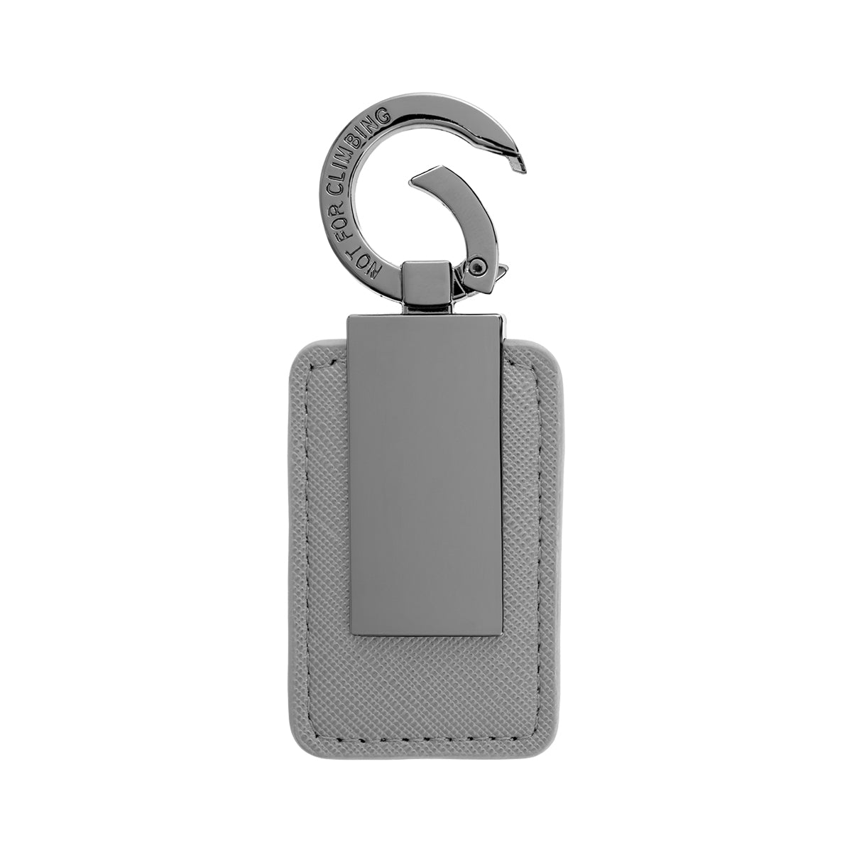 Leatherette Key Tag with Carabiner Clip - Gray - Open