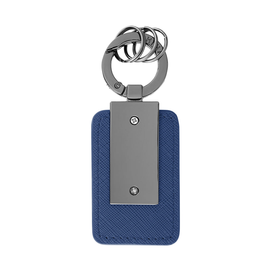 Leatherette Key Tag with Carabiner Clip - Navy - Back