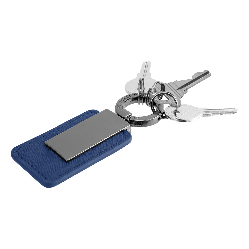 Leatherette Key Tag with Carabiner Clip - Navy - Keys