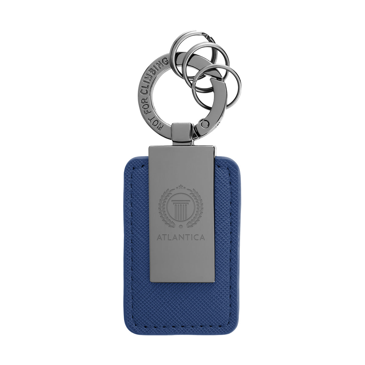 Leatherette Key Tag with Carabiner Clip - Navy - Laser Engraving