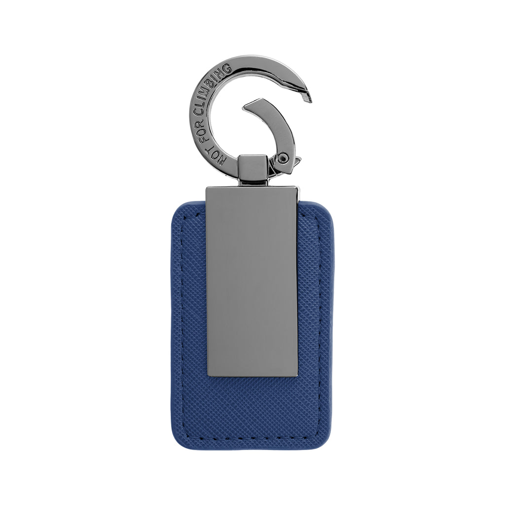 Leatherette Key Tag with Carabiner Clip - Navy - Open