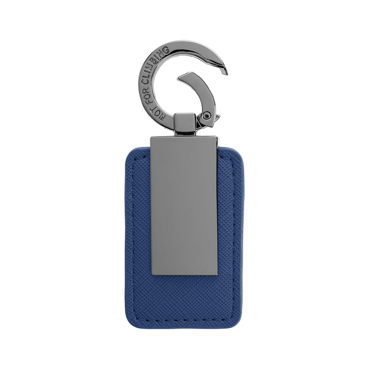 Leatherette Key Tag with Carabiner Clip - Navy - Open