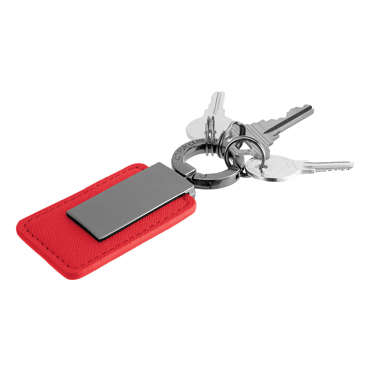 Leatherette Key Tag with Carabiner Clip - Red - Keys