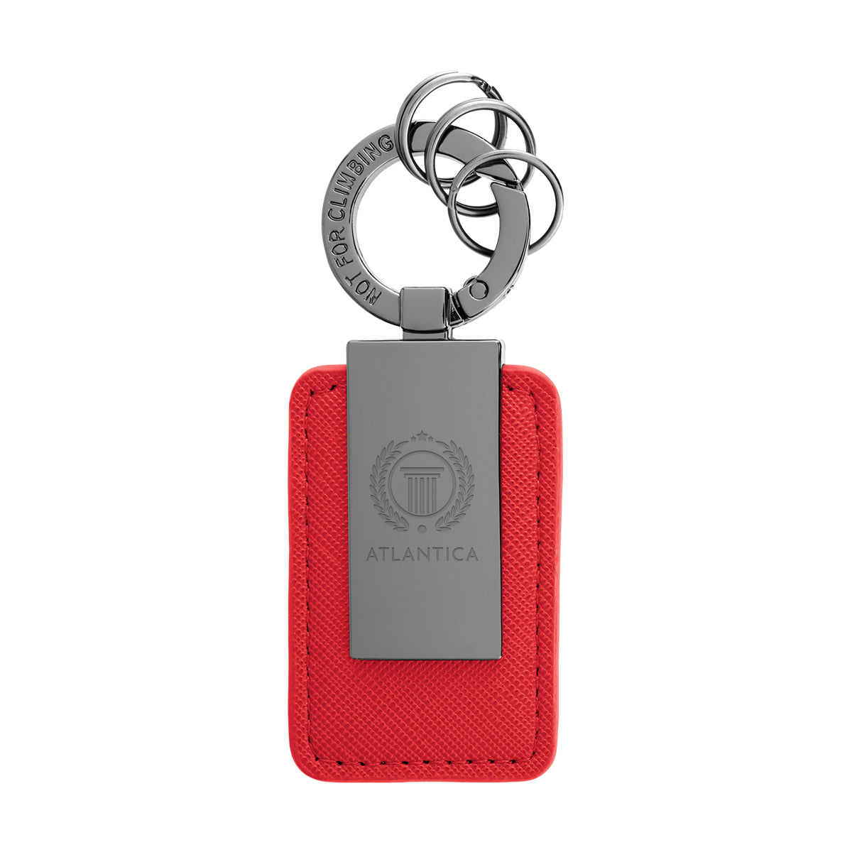 Leatherette Key Tag with Carabiner Clip - Red - Laser