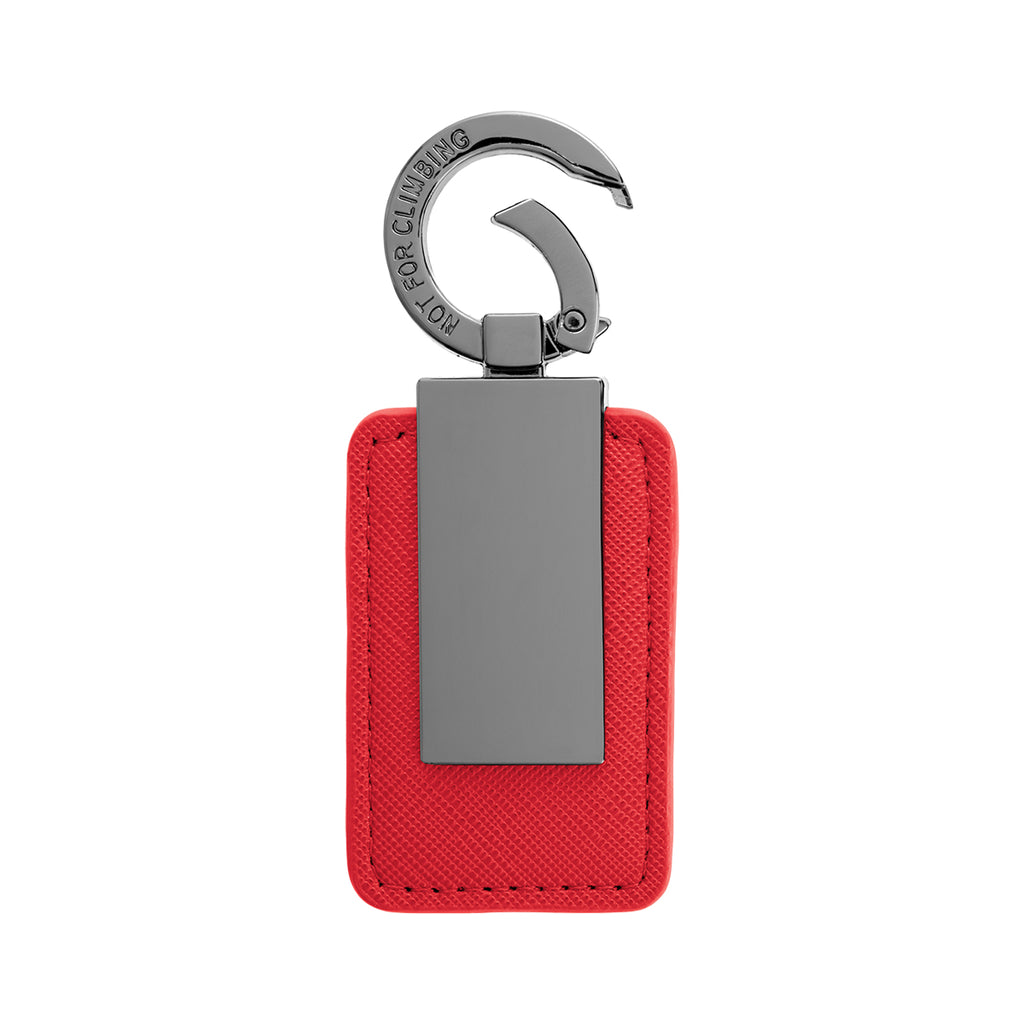 Leatherette Key Tag with Carabiner Clip - Red - Open