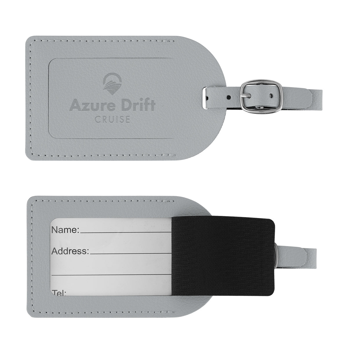 Leatherette Luggage Tag in Recycled PET - Gray - Deboss