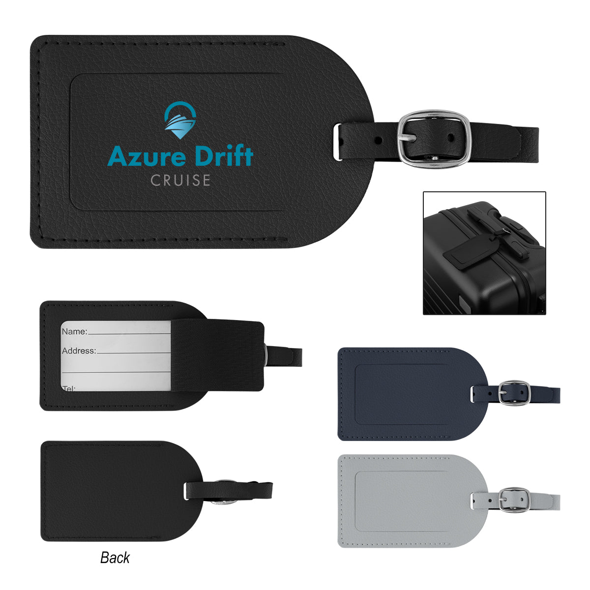 Leatherette Luggage Tag in Recycled PET - Leatherette rPET Luggage Tag