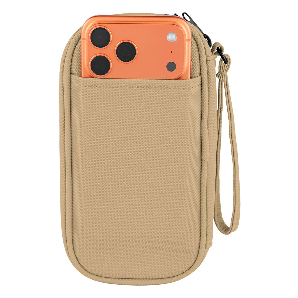 Leatherette Tandem Travel Organizer for Tech - Tan - Front_Inuse