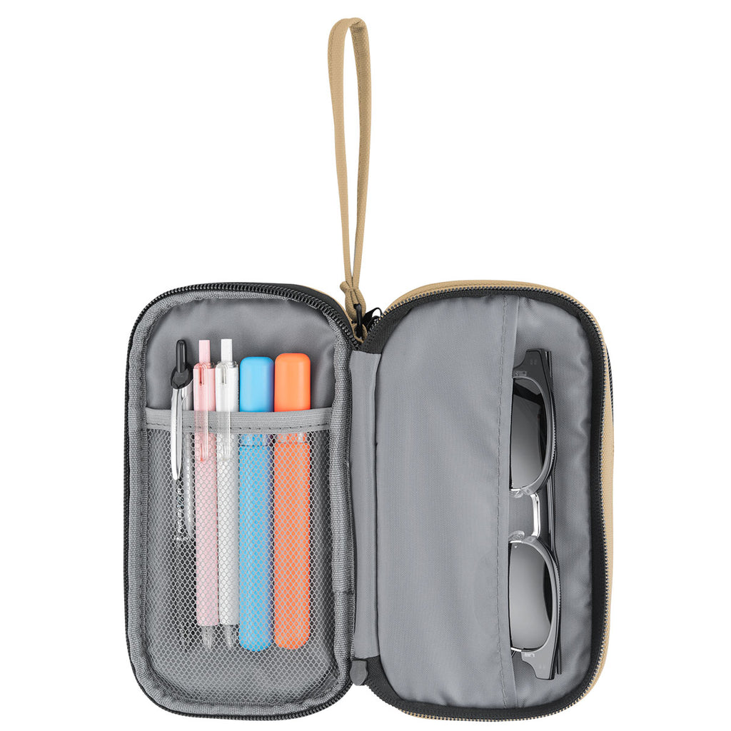 Leatherette Tandem Travel Organizer for Tech - Tan - Open_Inuse2