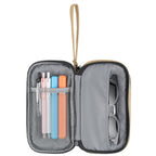 Leatherette Tandem Travel Organizer for Tech - Tan - Open_Inuse2
