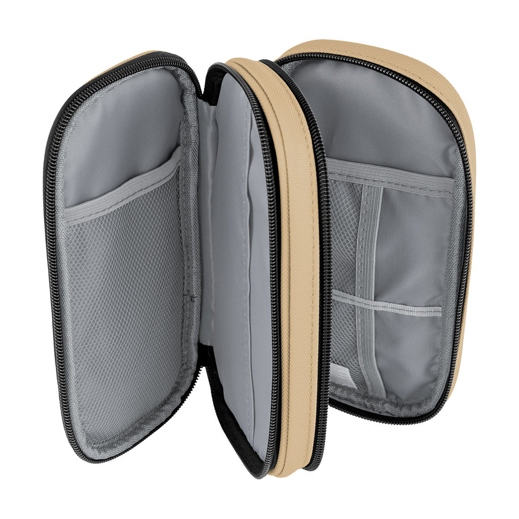 Leatherette Tandem Travel Organizer for Tech - Tan - Open