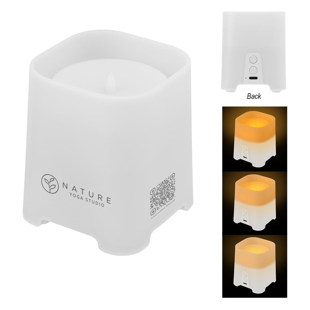 LED Candle Light Speaker in Recycled ABS Full Color - White - Pad Print