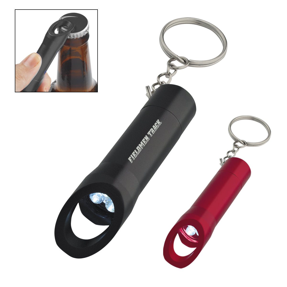 LED Flashlight and Bottle Opener in Aluminum