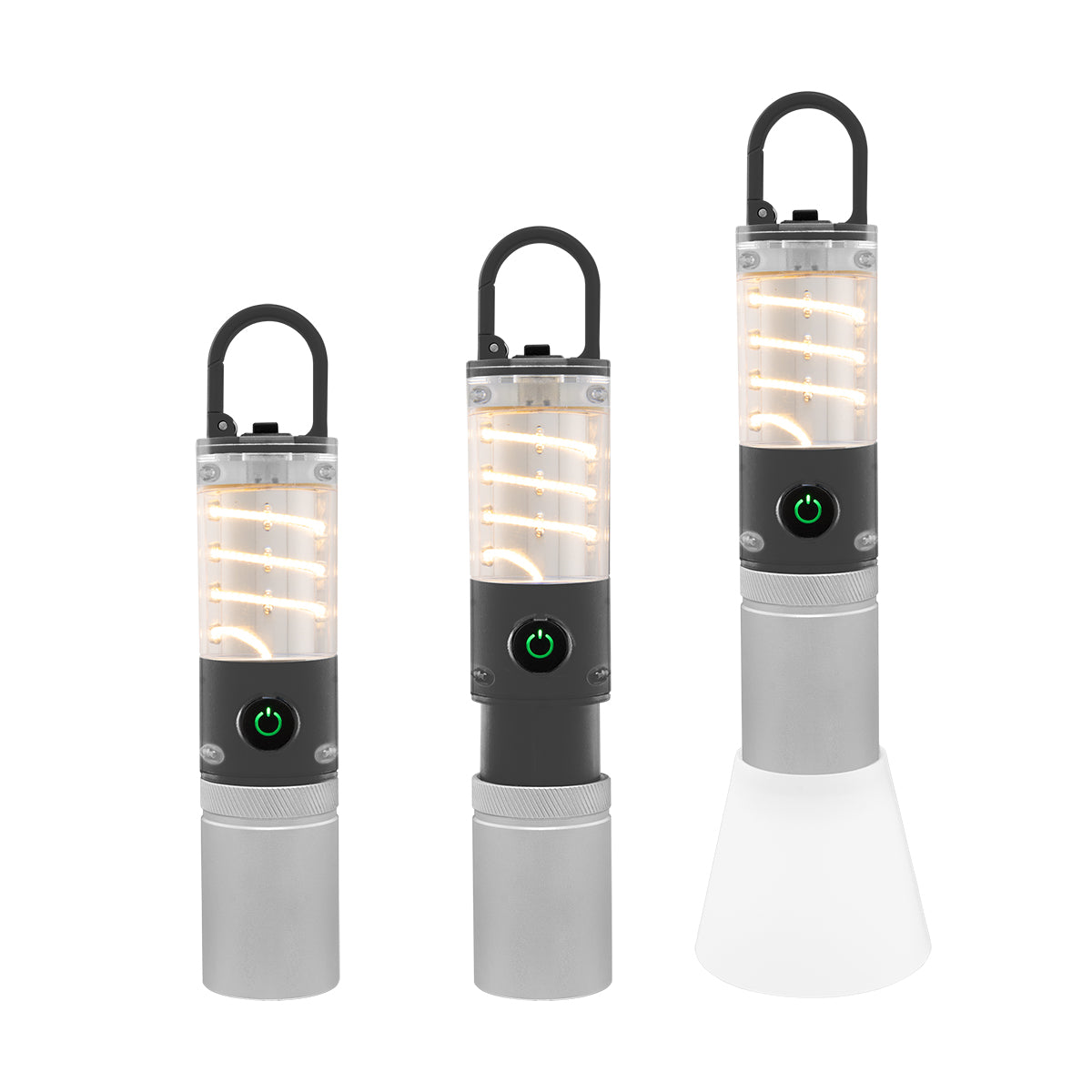 LED Lantern and Flashlight on a Carabiner - Clear with Black - Lights