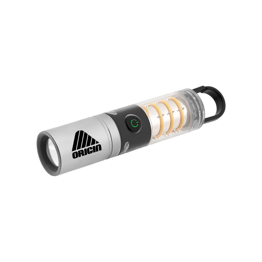 LED Lantern and Flashlight on a Carabiner - Clear with Black - Pad Print