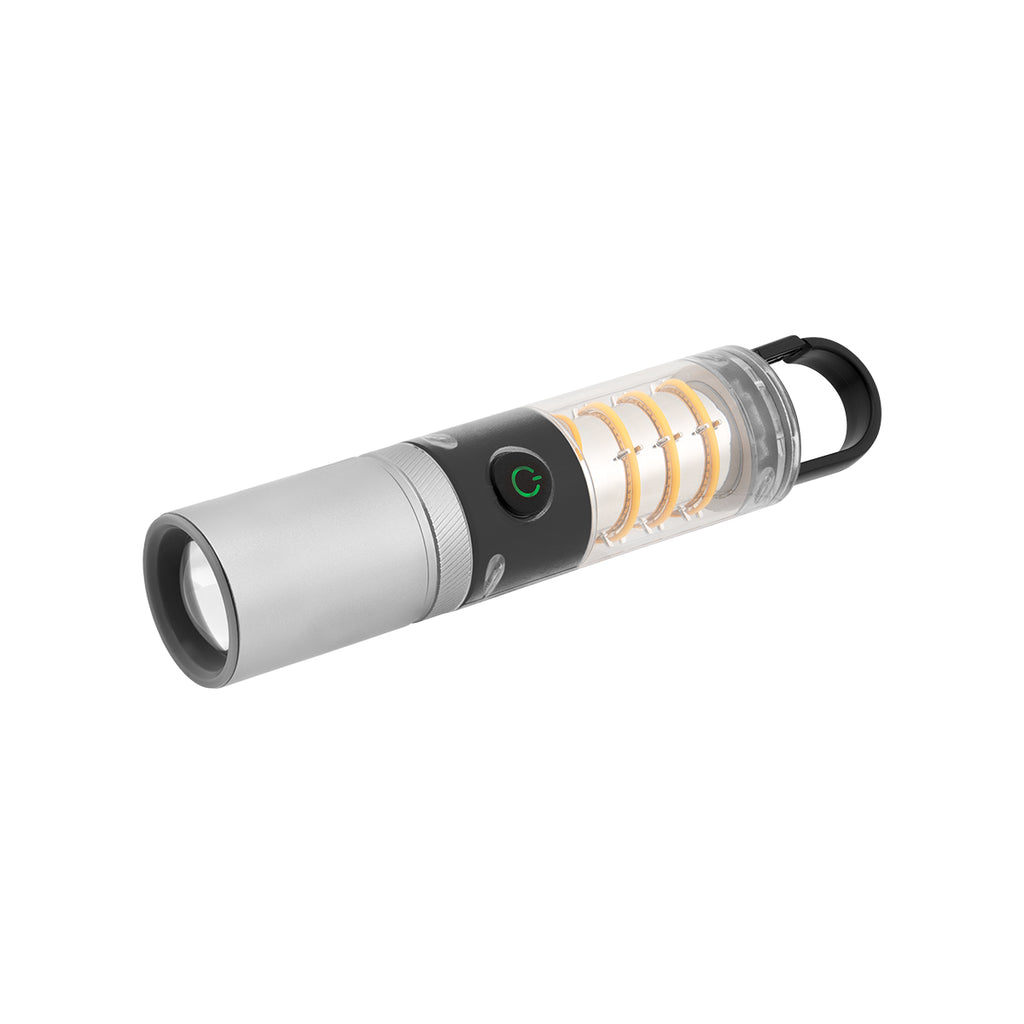 LED Lantern and Flashlight on a Carabiner - Clear with Black