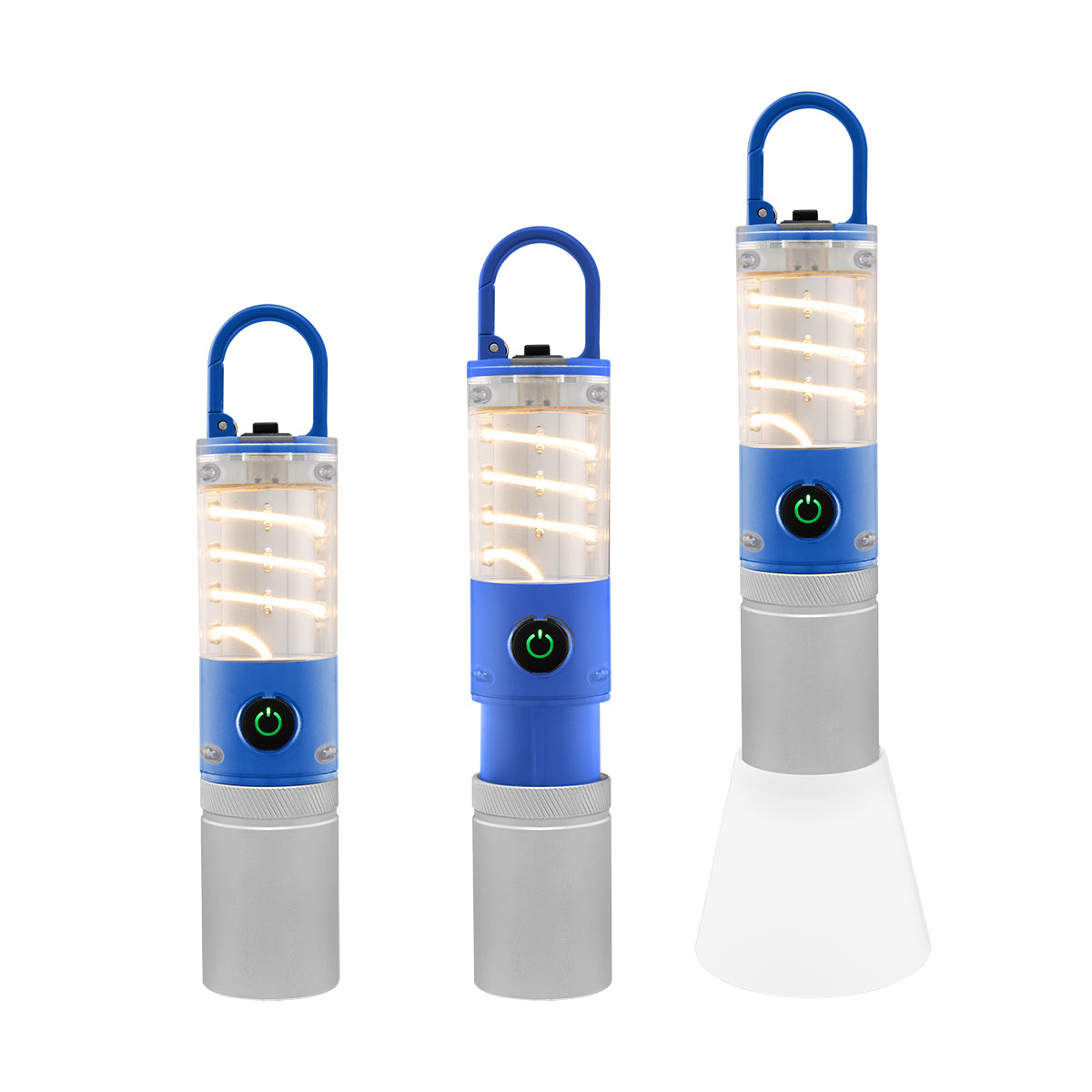 LED Lantern and Flashlight on a Carabiner - Clear With Royal - Lights