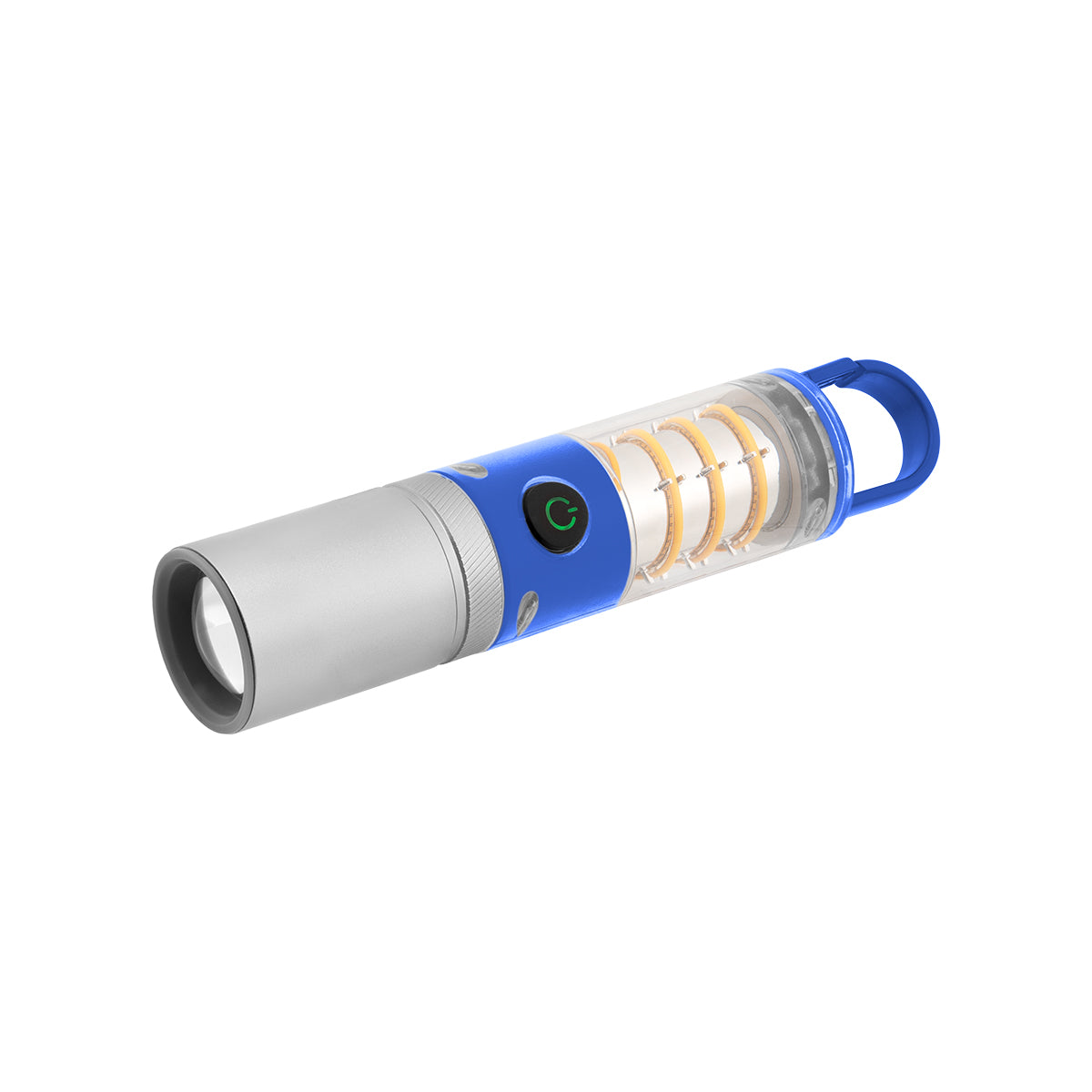 LED Lantern and Flashlight on a Carabiner - Clear With Royal