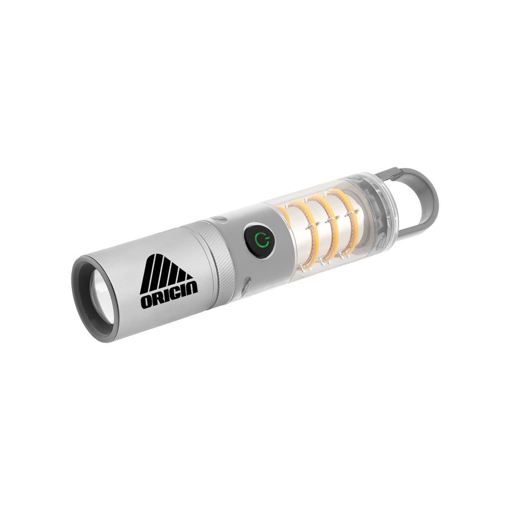 LED Lantern and Flashlight on a Carabiner - Gray - Pad Print