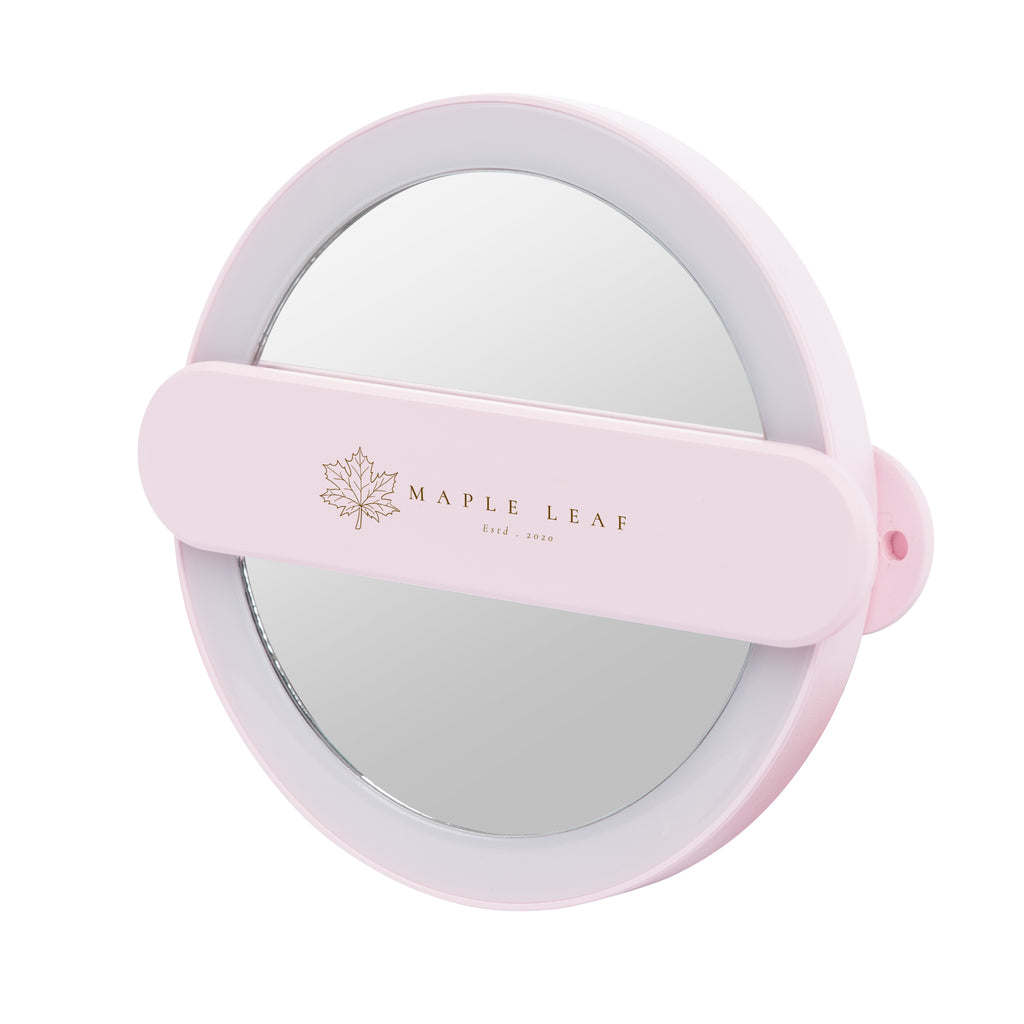 LED Mirror on a Swivel Handle - Pink - Silk Screen