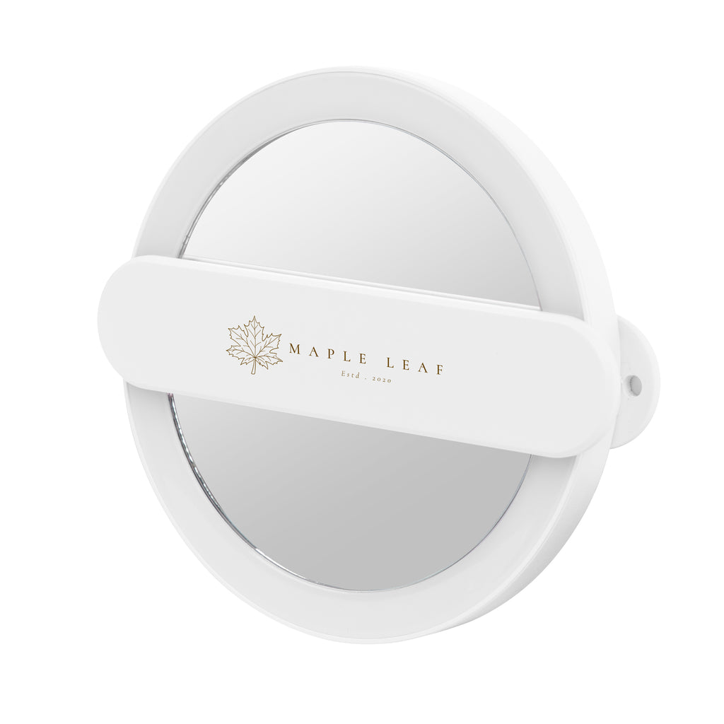 LED Mirror on a Swivel Handle - White - Silk Screen