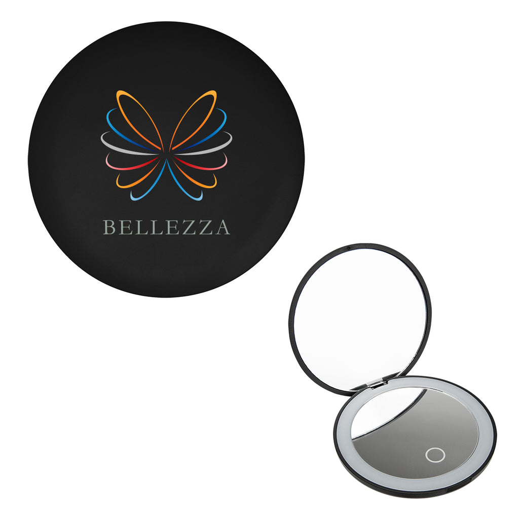 LED Mirror That Magnifies Both Sides - Black - Full Color
