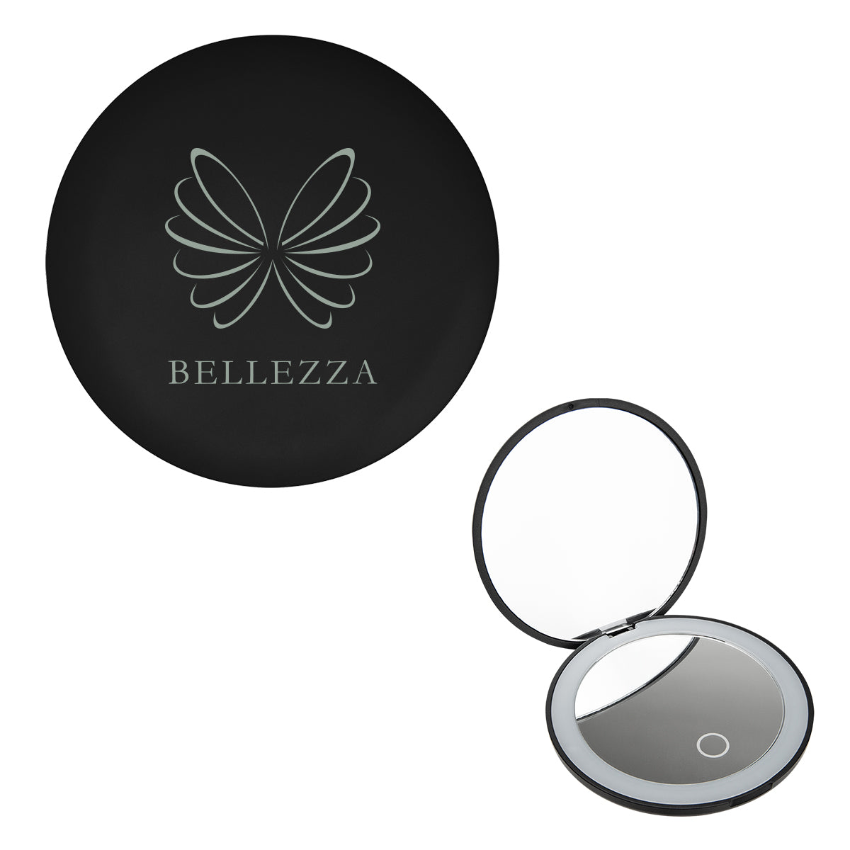 LED Mirror That Magnifies Both Sides - Black - Silk Screen