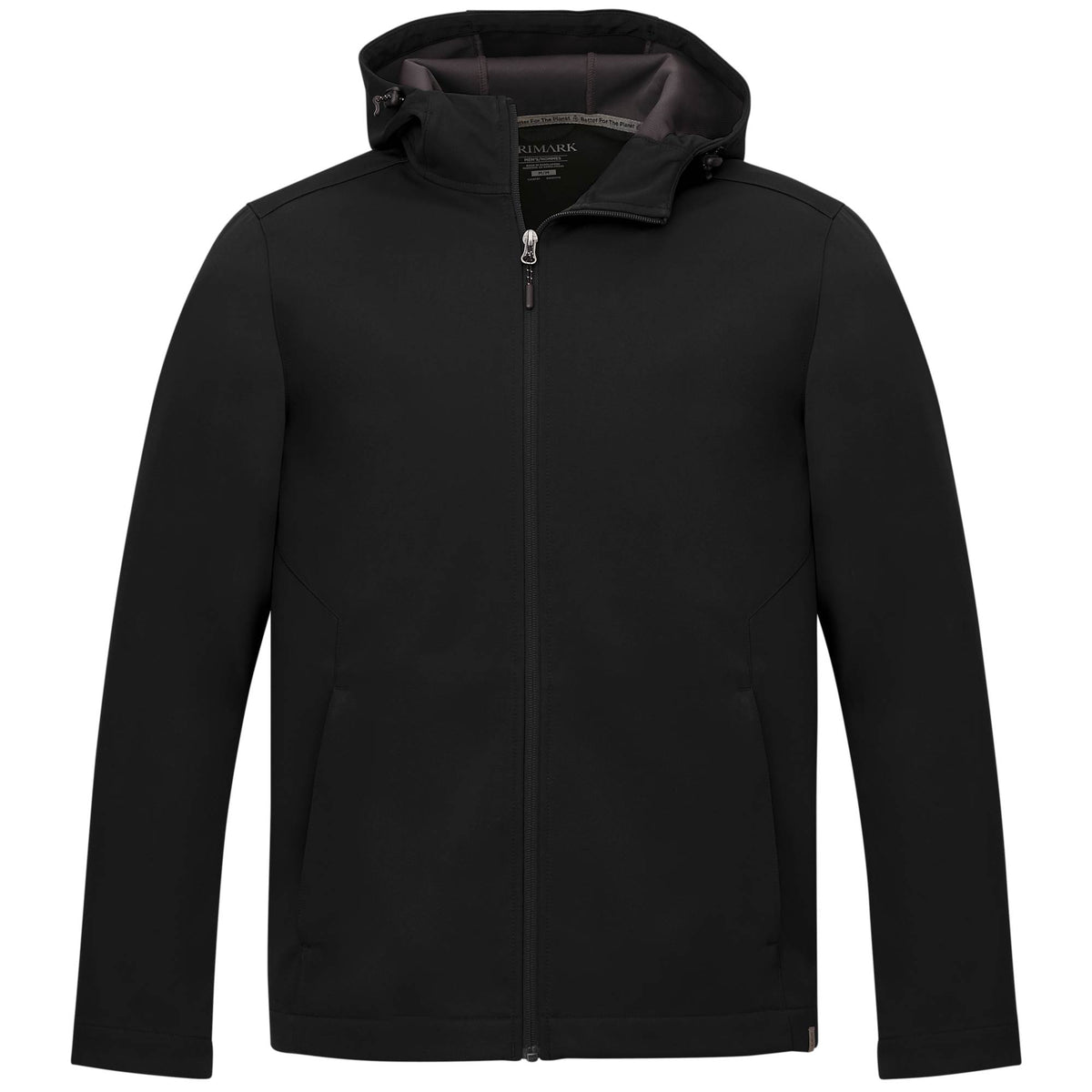 Lefroy Recycled Softshell Jacket with Hood for Men Laser Engraving - Black - Front