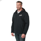 Lefroy Recycled Softshell Jacket with Hood for Men Laser Engraving - Navy - On Model Right Angle