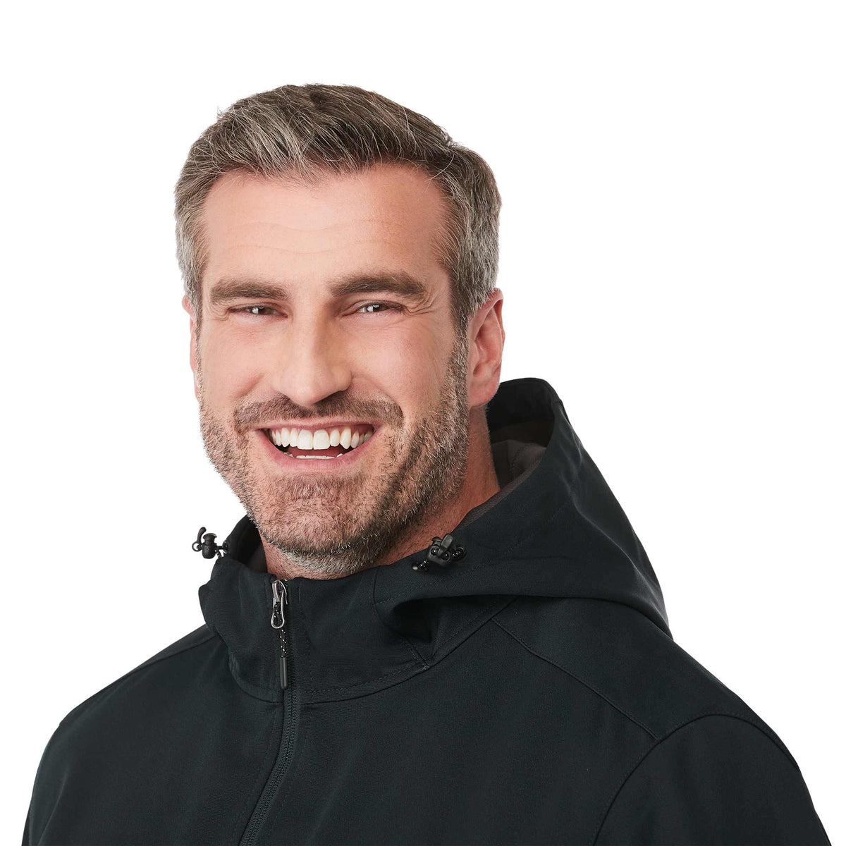Lefroy Recycled Softshell Jacket with Hood for Men Transfer - Navy - On Model Detail 2