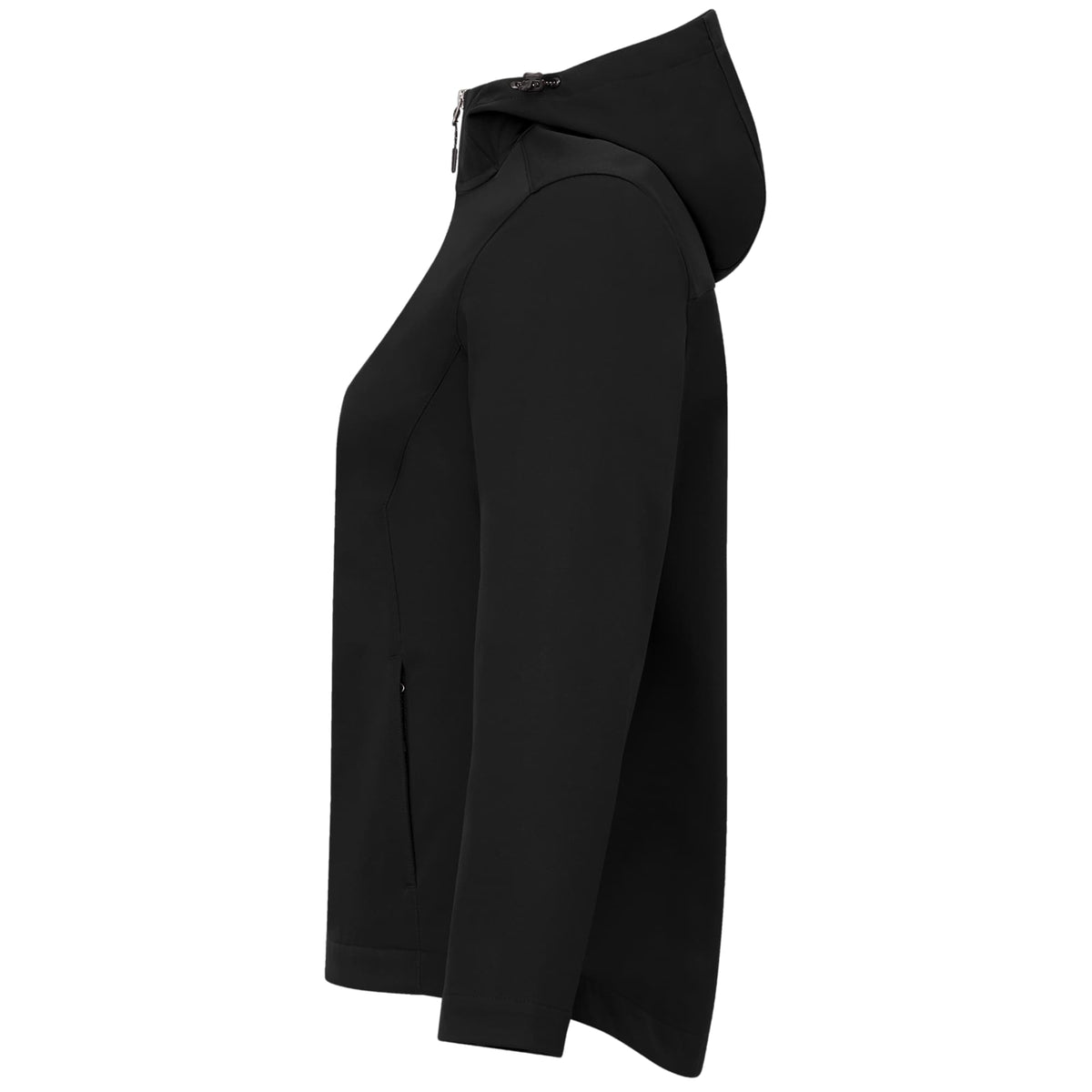Lefroy Recycled Softshell Jacket with Hood for Women Debossing - Black - Left Side