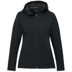Lefroy Recycled Softshell Jacket with Hood for Women Debossing - Navy - Front