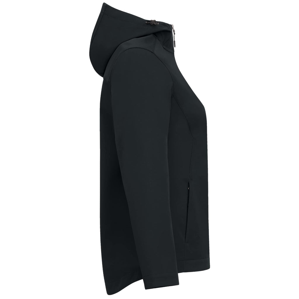 Lefroy Recycled Softshell Jacket with Hood for Women Debossing - Navy - Right Side