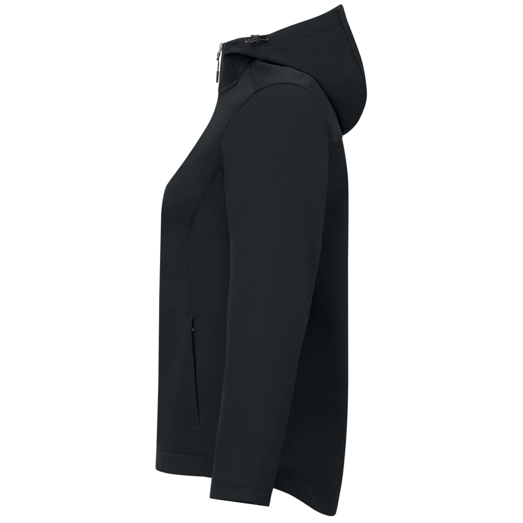 Lefroy Recycled Softshell Jacket with Hood for Women Embroidery - Navy - Left Side