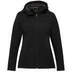 Lefroy Recycled Softshell Jacket with Hood for Women Laser Engraving - Black - Front