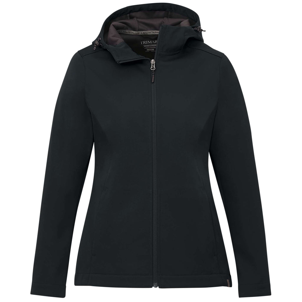 Lefroy Recycled Softshell Jacket with Hood for Women Laser Engraving - Navy - Front