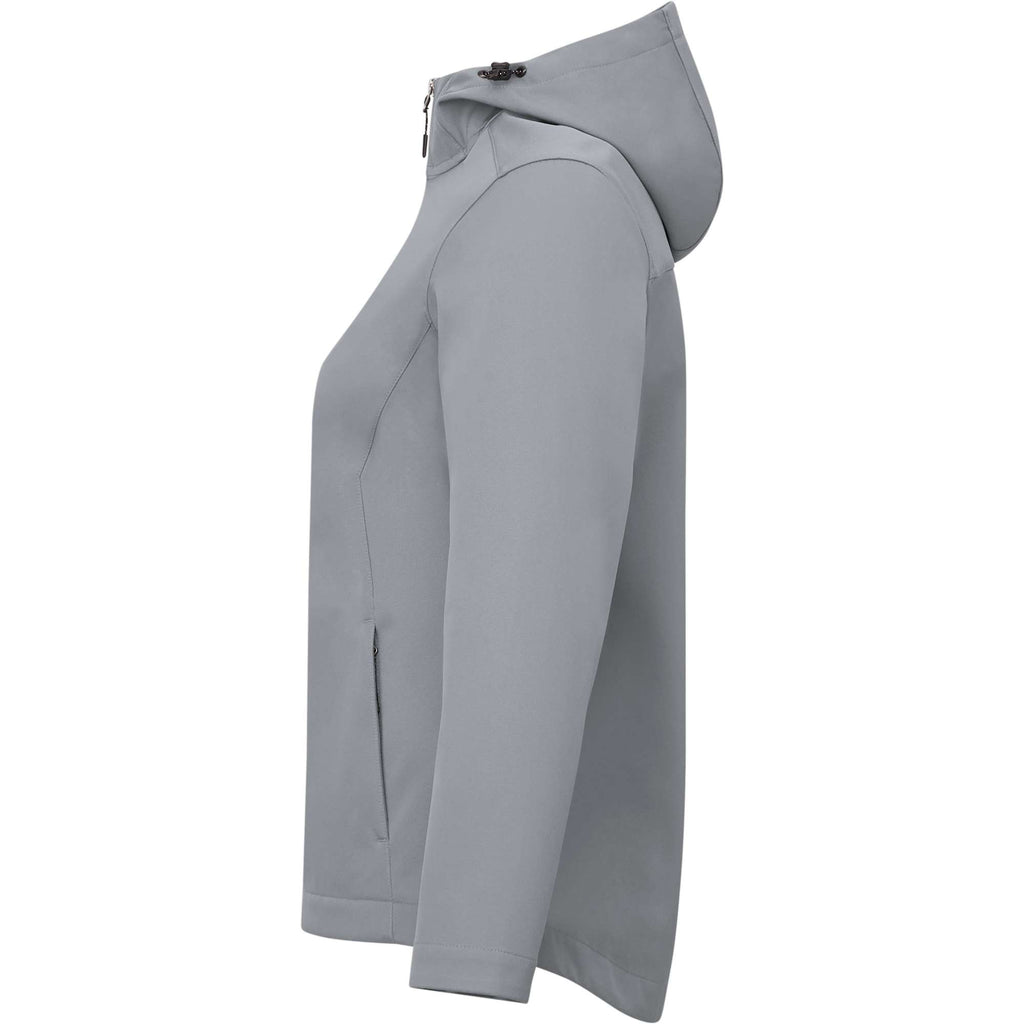 Lefroy Recycled Softshell Jacket with Hood for Women Laser Engraving - Quarry - Left Side