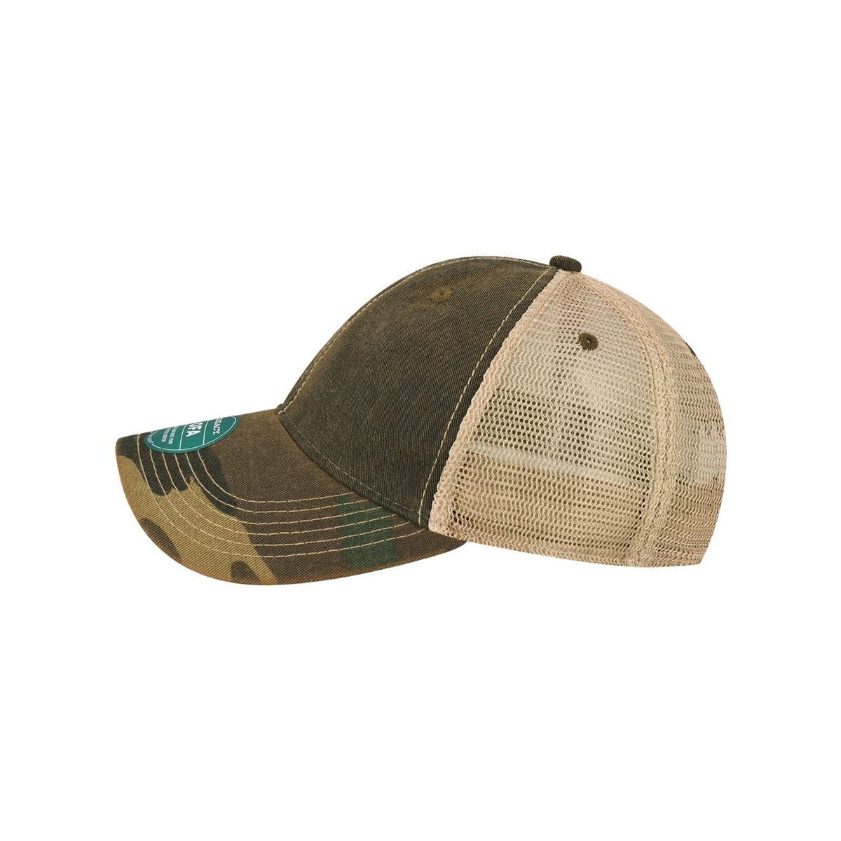 LEGACY Old Favorite Trucker Cap Embroidery - Black/ Army Camo/ Khaki - Direct Side