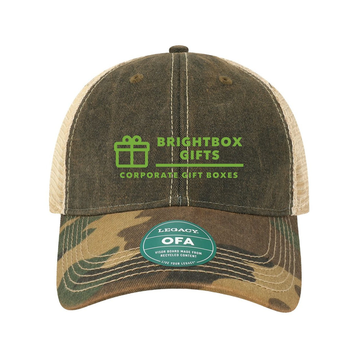 LEGACY Old Favorite Trucker Cap Embroidery - Black/ Army Camo/ Khaki - Front